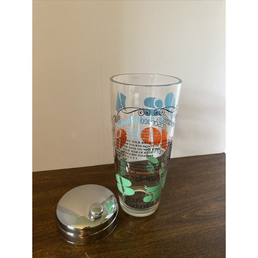 VTG 1960 Cocktail Shaker Hazel Atlas What's Your Number Numerology Mad Men MCM